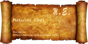 Matulai Etel névjegykártya
